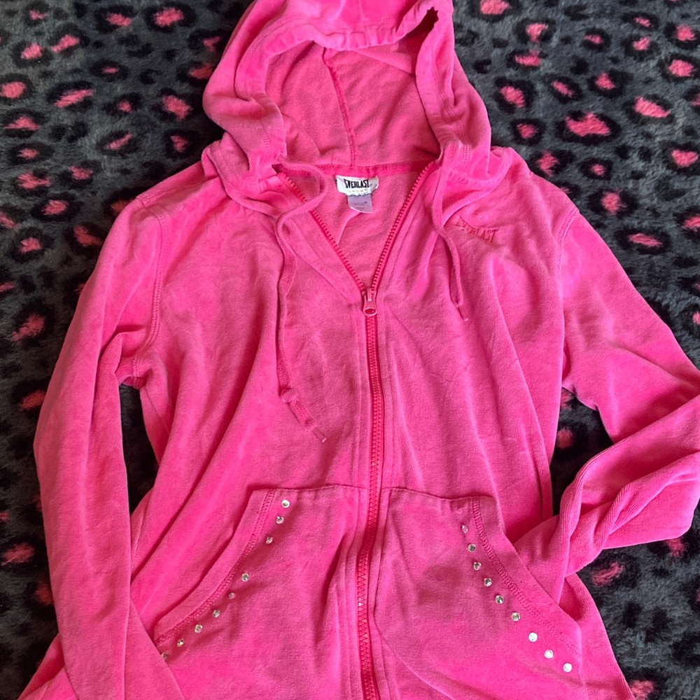 Everlast Sport Bright Pink Rhinestone Hoodie Jacket